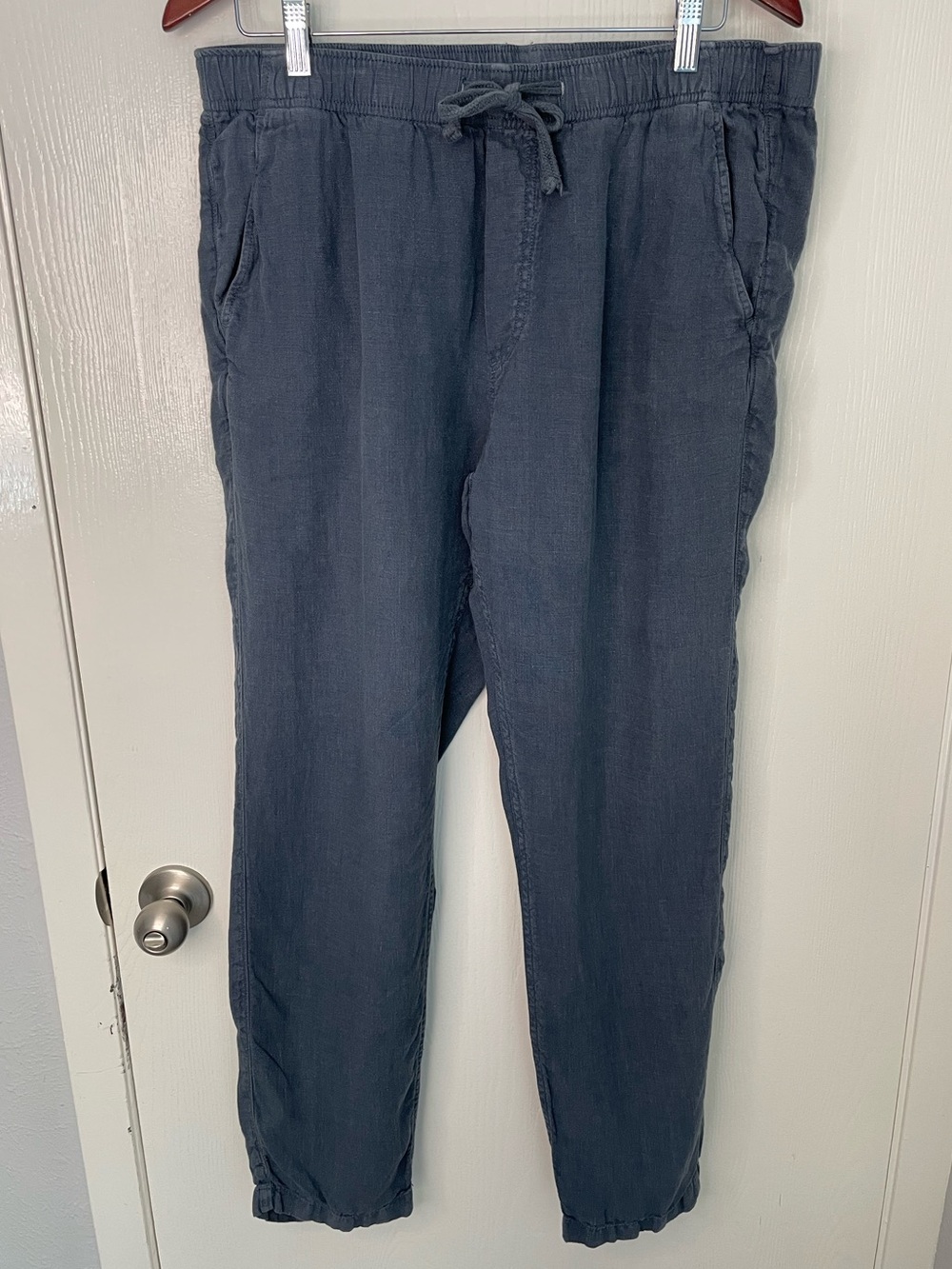 Faherty 100% Linen Drawstring Pants Men’s L Navy Blue Pull On